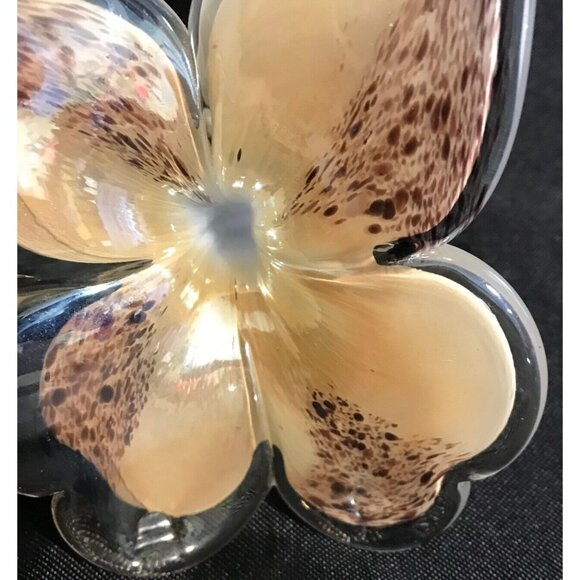 Vintage Murano Style Hand Blown Glass Lily Flower Art Glass Spiral Stem - Picture 2 of 12